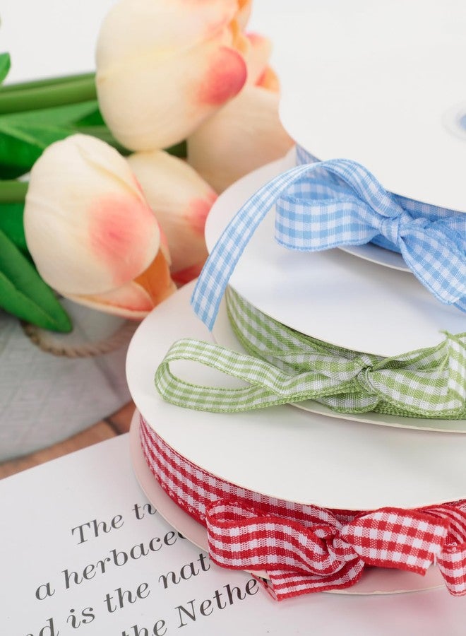 Xokipol Green Gingham Ribbon 3/8 inch X 50 Yards, Polyester Plaid Checked with Woven Edge for Wedding Invitations, Gift Wrapping, Bow Making, Party Decorations - Image 3